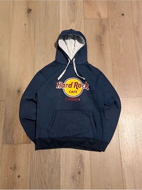 Modern print Hoodie Navy Hard Rock Cafe London Graphic